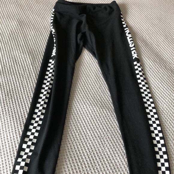 Hollister Pants - Hollister Black leggings with check stripe